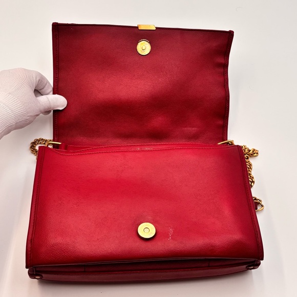 Saint Laurent Becky Quilted Leather Shoulder Bag Red Gold Hardware - Picture 8 of 13